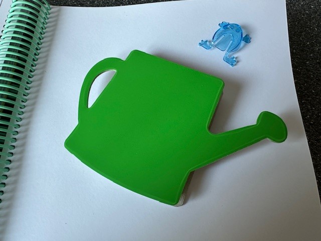 Picture of a page in the book A Long Journey, depecting a bucket and a frog